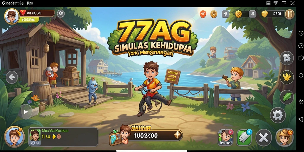 Screenshot dari gameplay 77AG yang menunjukkan interaksi karakter dan lingkungan.