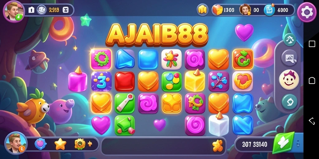Screenshot dari gameplay AJAIB88 dengan tantangan Match-3 yang menarik.