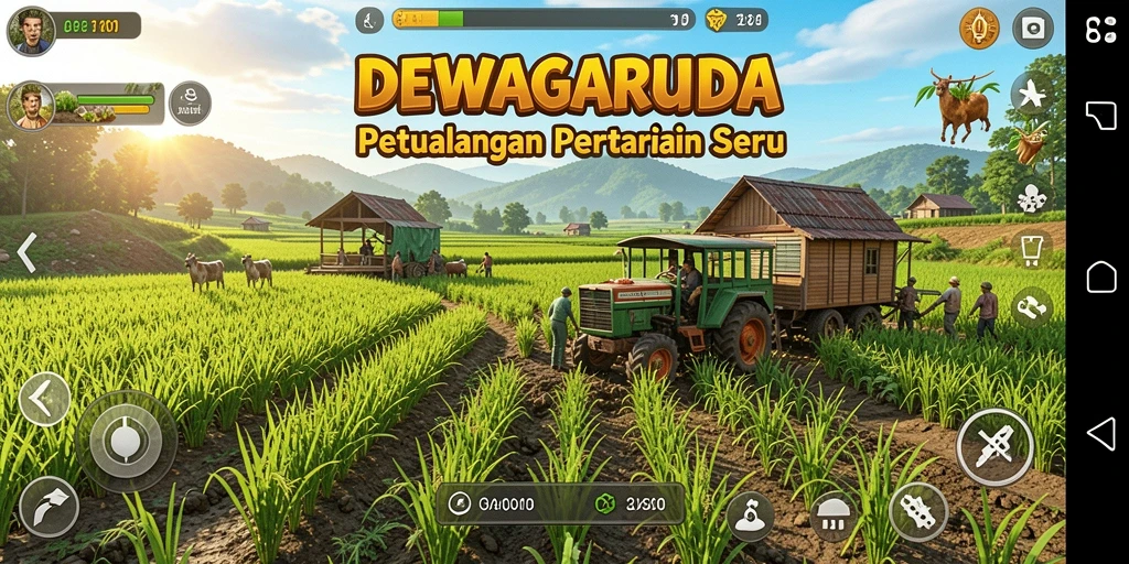 Tangkapan layar DEWAGARUDA dengan gameplay bertani yang menyenangkan.