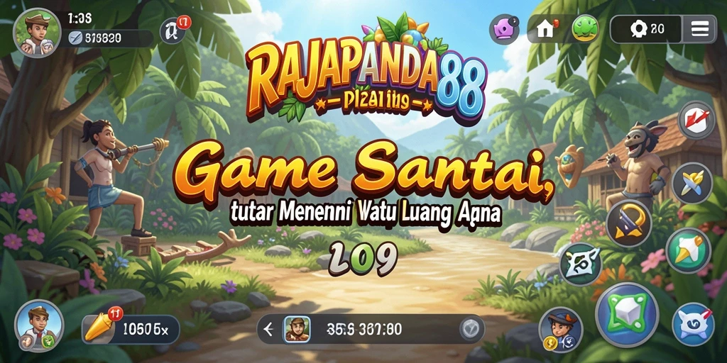 Screenshot gameplay RAJAPANDA88 menampilkan aksi seru dan karakter lucu.