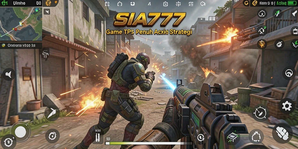 Screenshot gameplay SIA777 menampilkan aksi menembak yang intens.