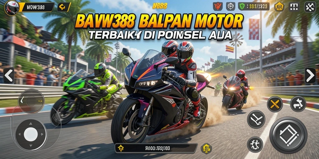 Tampilan seru gameplay balapan motor di WOW388.